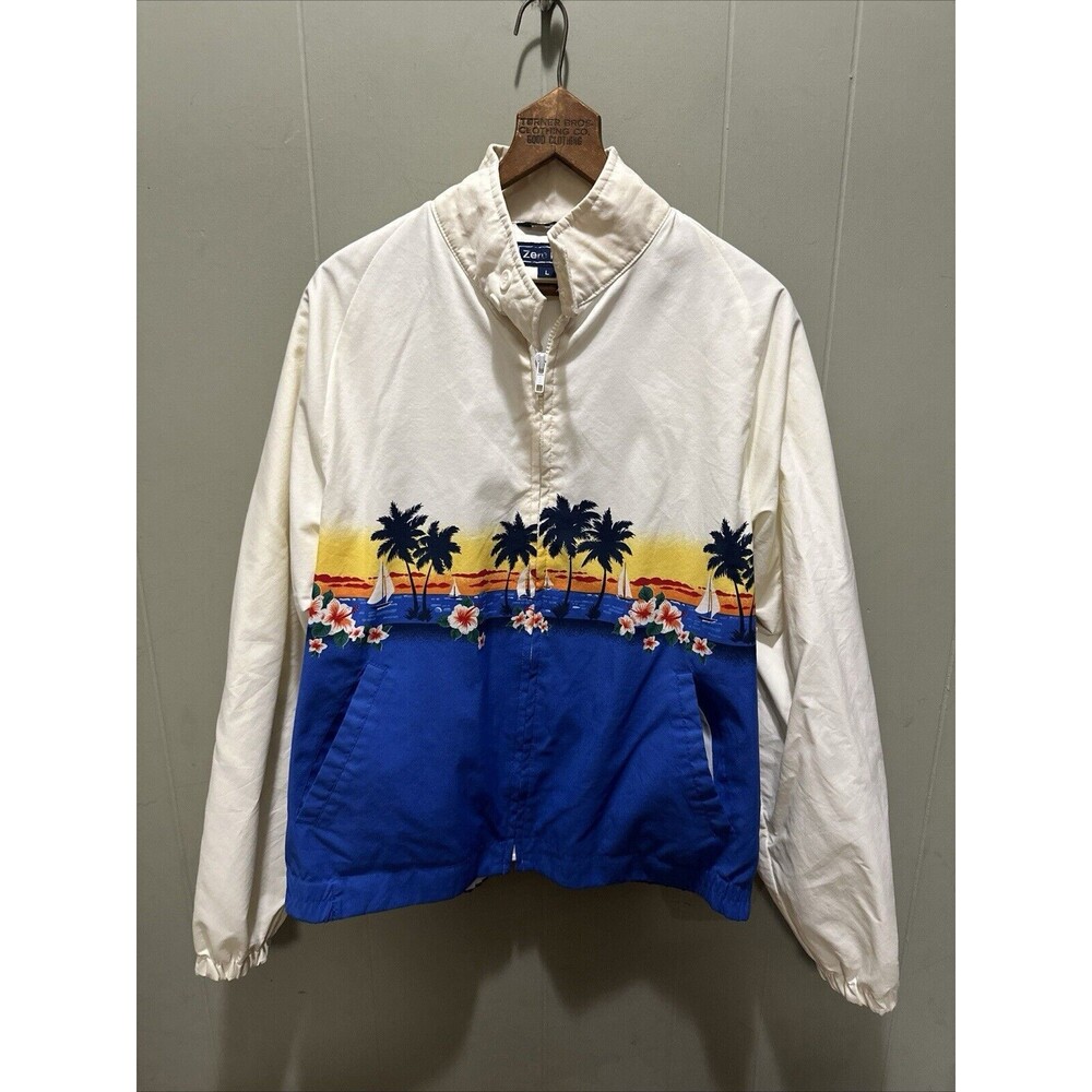 Vintage Zero King Hawaiian Print Harrington Jacket Large Polo Style